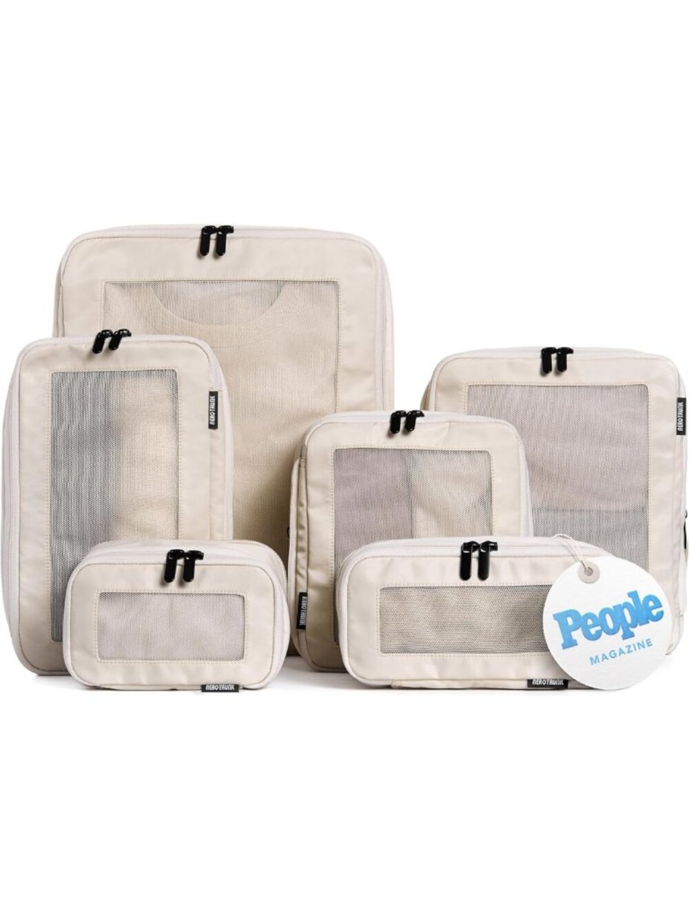 Beige Compression Packing Cubes for Travel - 6-Pack, Lightweight & Space-Saving